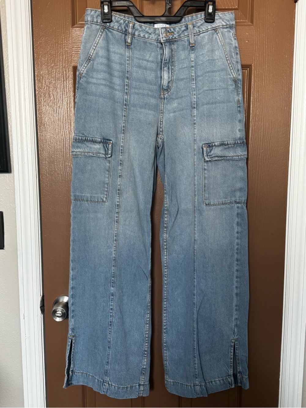 Time and Tru Light Wash Wide Leg Cargo Jeans